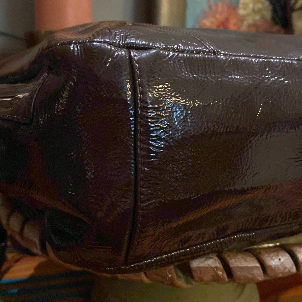 COACH GALLERY BROWN PATENT LEATHER HANDBAG Shoulder Bag - Picture 10 of 16